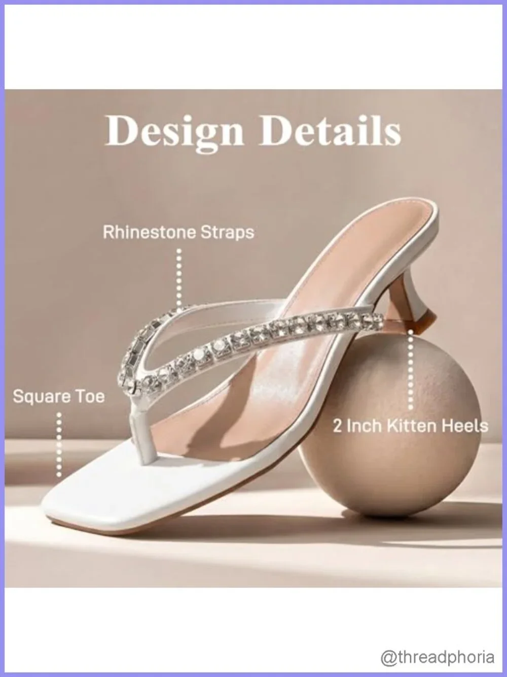 Rhinestone Kitten Heel Sandals Square Toe Low Heel Slip On Dressy Summer Shoes